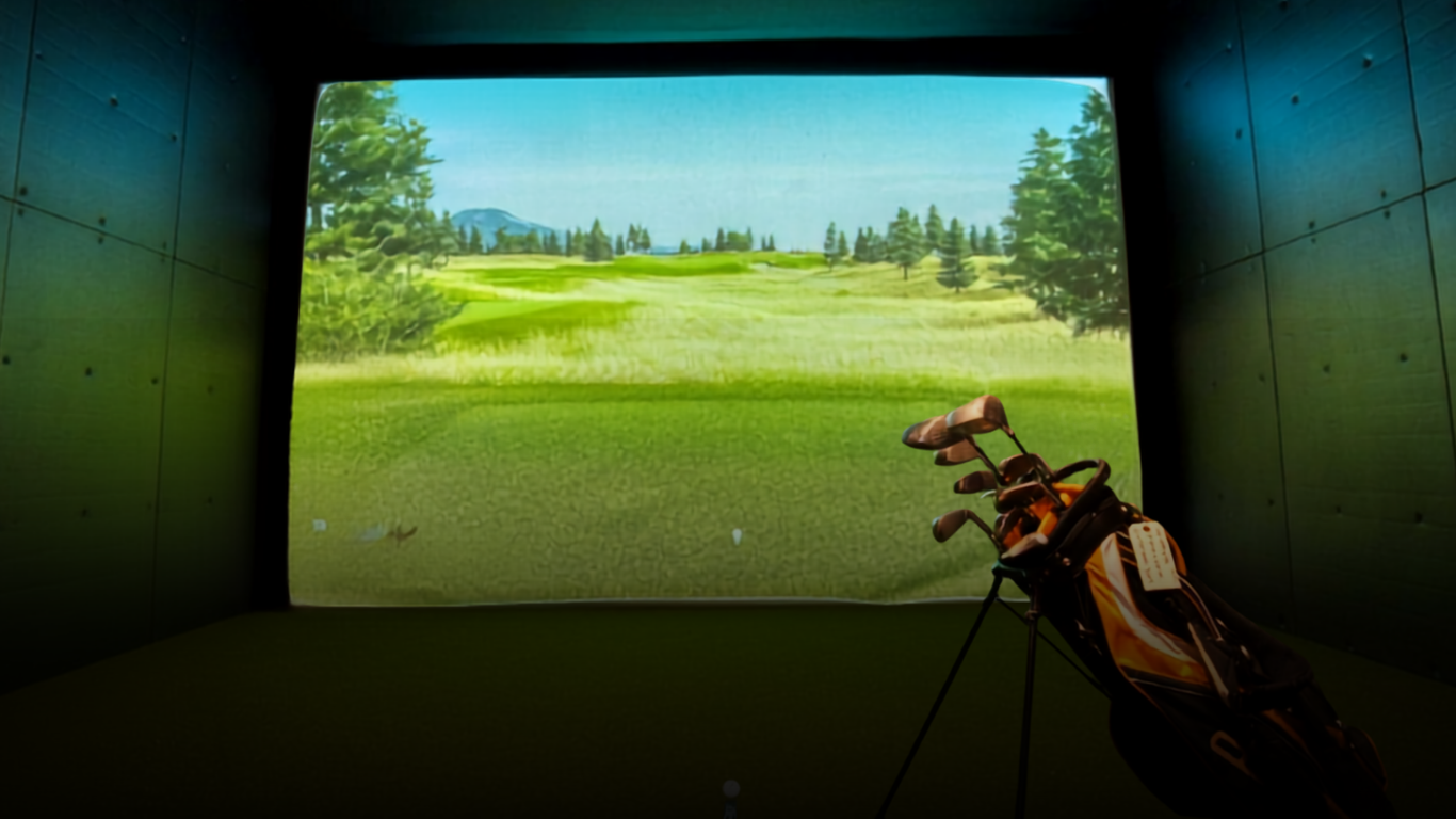 Golf simulator at Putter Up in Pelham, Alabama